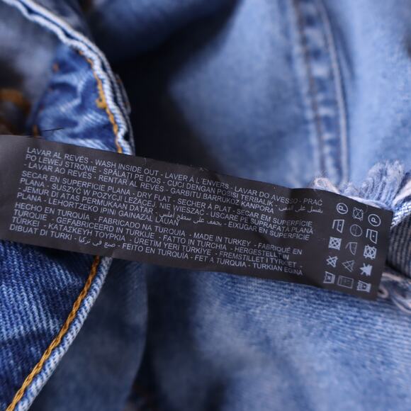 ZARA High Rise Distressed Shorts Classic Blue Denim Button Fly Casual Women's 2 - Picture 10 of 10